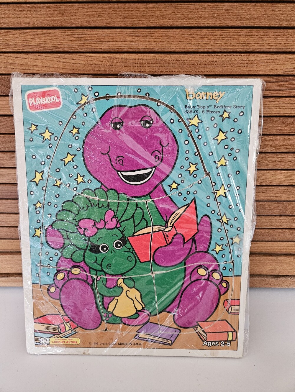 1993 Playskool Barney And Baby Bop Wooden Tray Puzzle